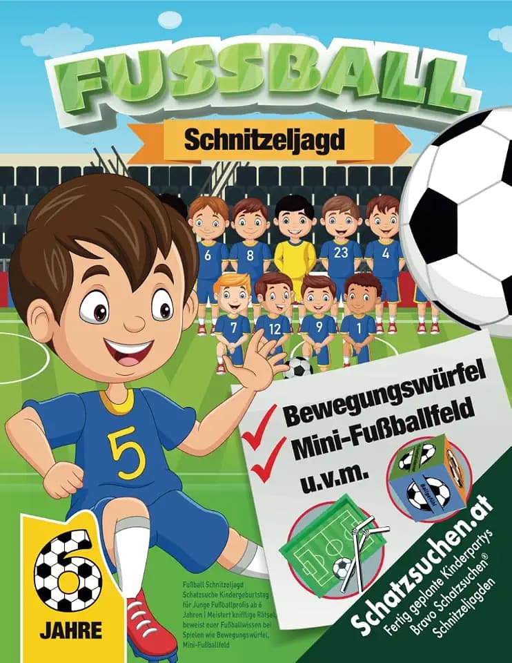 Fußball Schnitzeljagd Schatzsuche Kindergeburtstag für Junge Fußballprofis ab 6 Jahren: Meistert knifflige Rätsel, beweist euer Fußballwissen bei ... Mini-Fußballfeld (Bravo Schatzsuche)