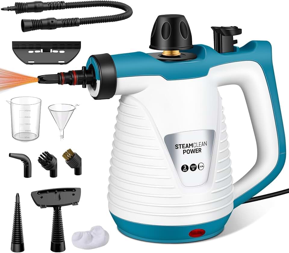 KingSom Dampfreiniger, dampfreiniger handgerät mit 10 Zubehörteilen, Steam Cleaner Handheld, Handdampfreiniger für Zuhause,Tragbarer Dampfreiniger für Entfernt Schmutz und Fett, für Alles