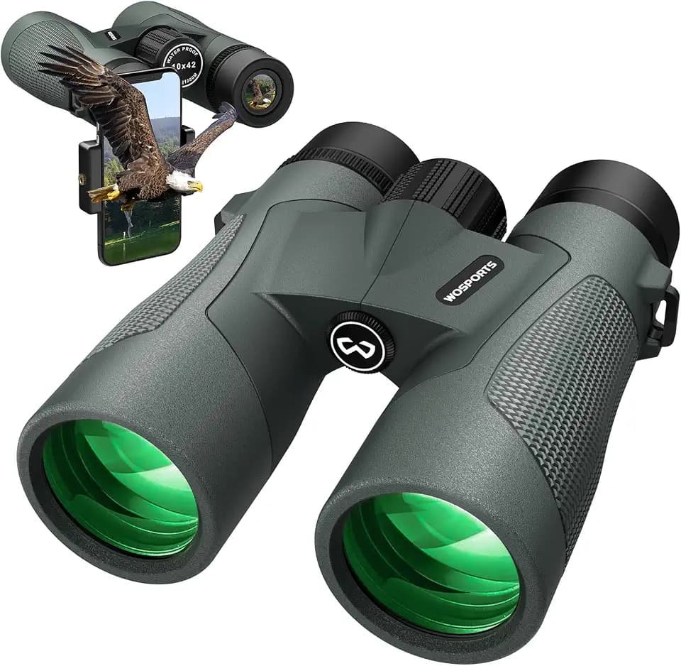 WOSPORTS 10x42 Binoculars for Adults, IP67 Waterproof Binoculars