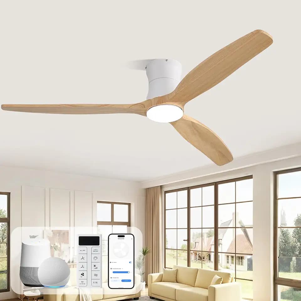 Sofucor 52" Smart Ceiling Fan with Lights and Remote Solid Wood