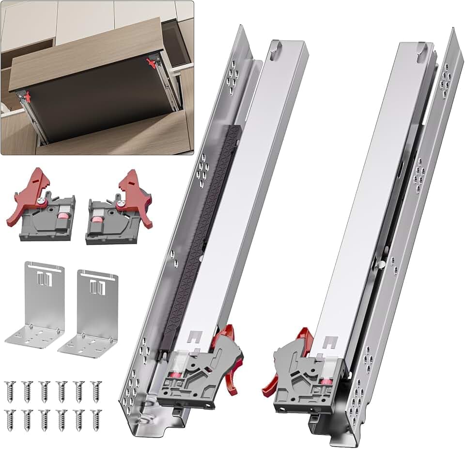 15” Undermount Drawer Slides Soft Close 100 lbs with Bracket 6 Pair