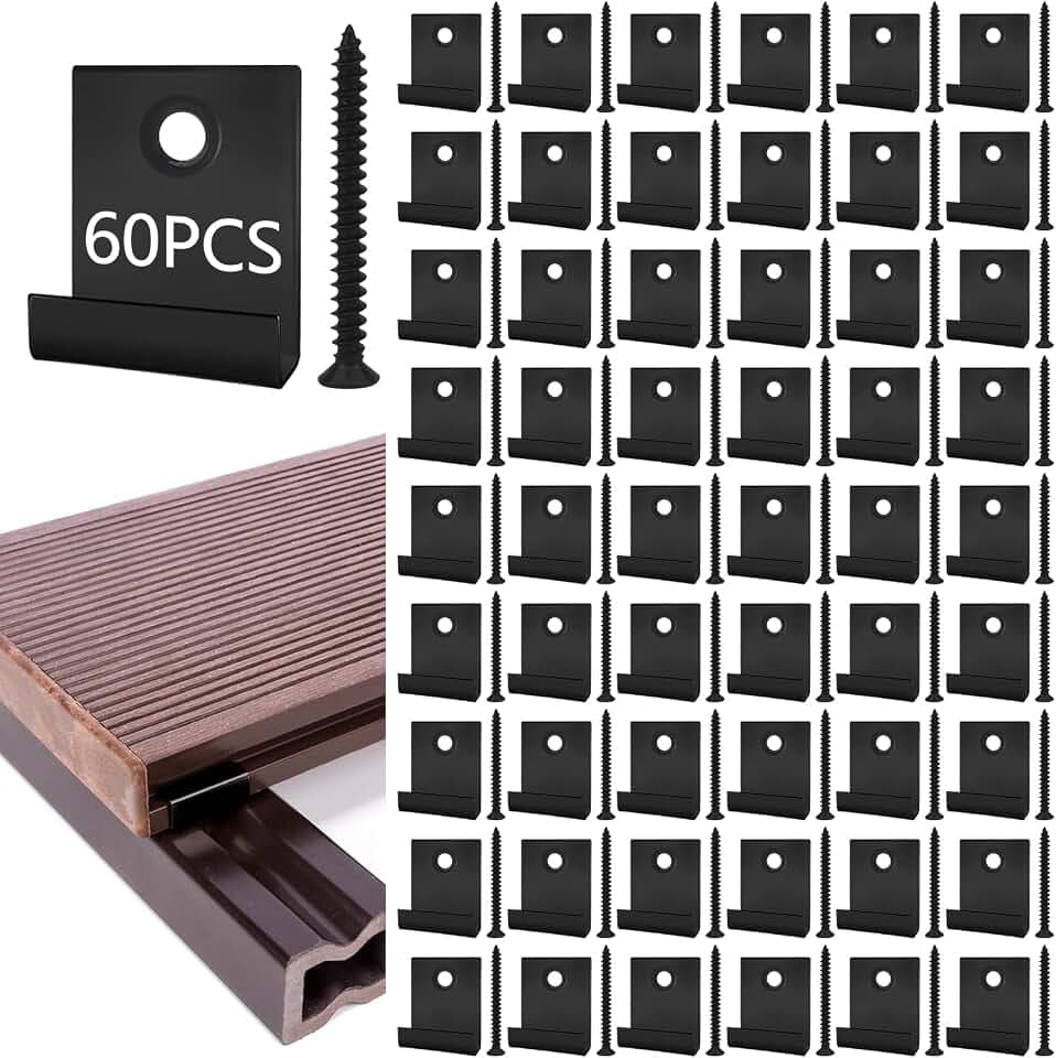 Verbund-Terrassen-Clips, 60 Stück, versteckte Starter-Befestigungs-Clips mit selbstschneidender Schraube, DIY-Hardware (60 Stück, versteckte Verbund-Clips)