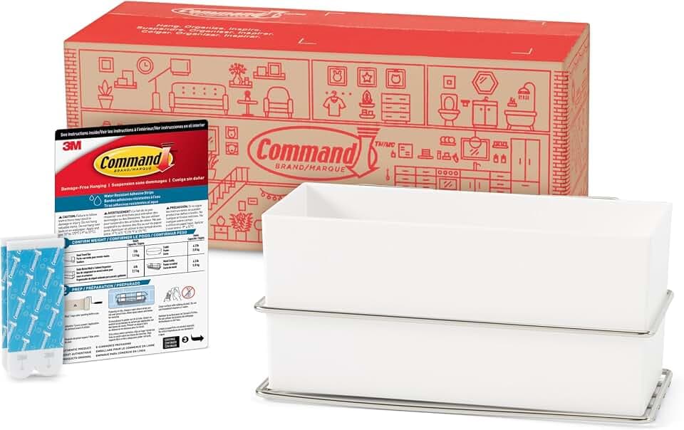 Command Wall and Cabinet Organizer, 1 Organizer, 4 Water-Resistant Strips