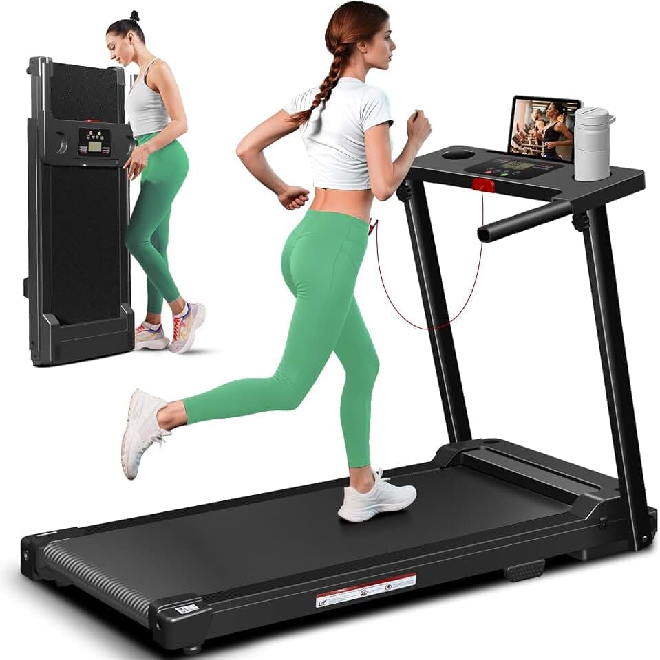 Foldable Treadmills for Home, 3.0HP Walking pad Treadmill with Handle Bar, Portable Electric Treadmill with Handles, 12 Preset Programs, LED Display and 300 lbs Capacity