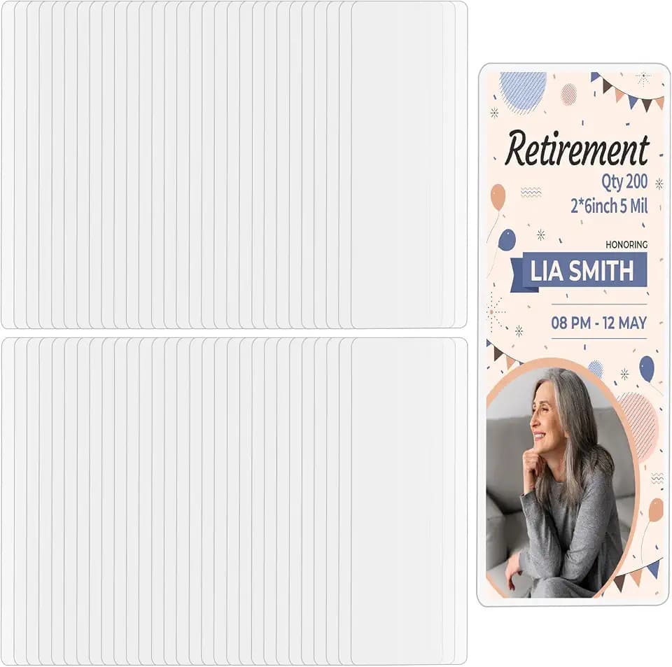 200 Pieces Bookmark Laminating Pouches 2x6 Hot Laminator Sleeves 5 Mil Photo Booth Frames for Book Lovers Nature Lovers