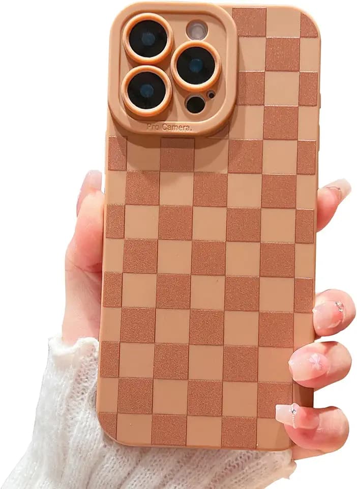 Plaid Pattern Phone Case,for iPhone 14 Pro Max(6.7”) Brown