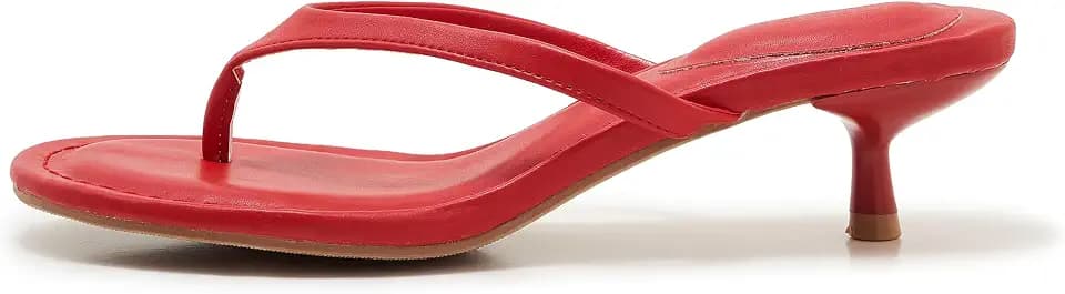 Kitten Heel Thong Sandals for Women Slip-on Low Heeled Sandal Fashion Summer Flip Flops Heels
