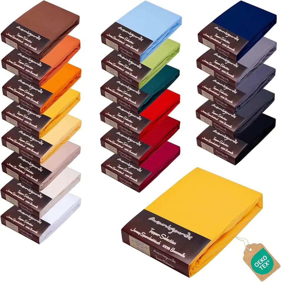AVANTGARDE Premium Topper - Spannbettlaken - 180x200-200x220 cm - extra niedriger Steg - für Boxspringbett - Topperauflage - Spannbetttuch Jersey Baumwolle, ÖKO-TEX (04 Gelb)