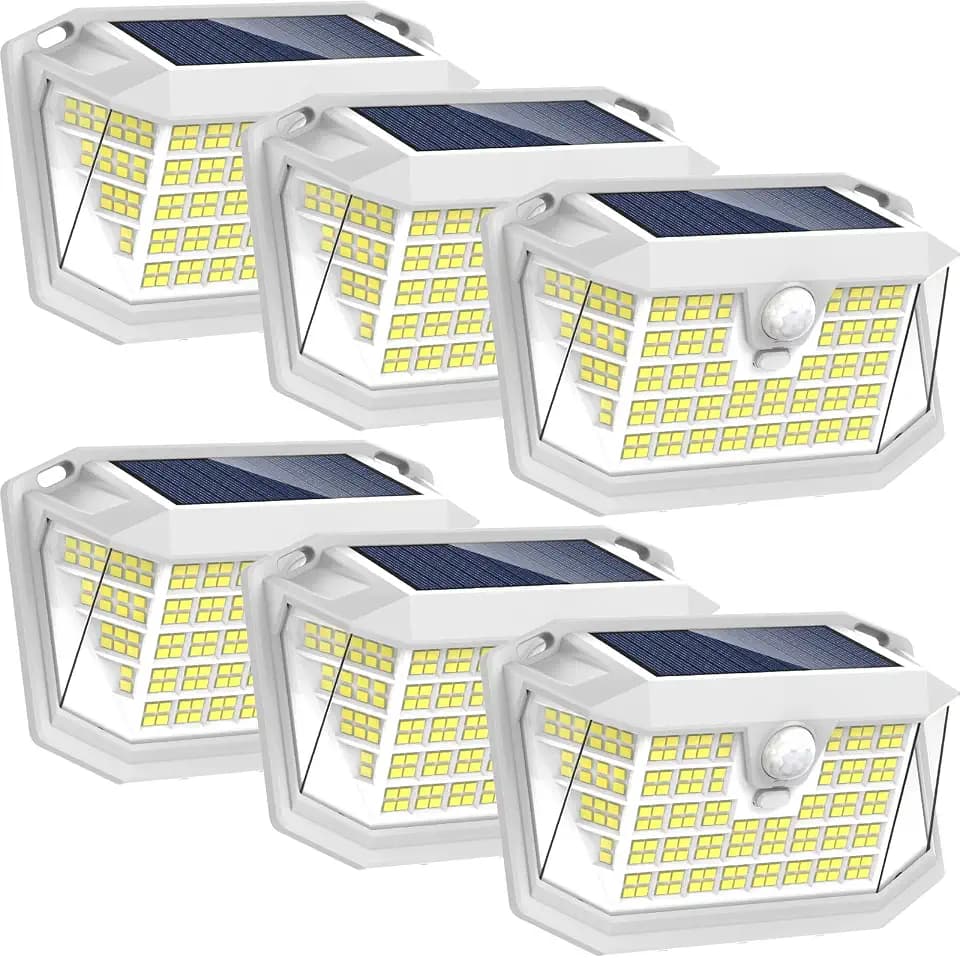 LANSOW Solar Motion Light Outdoor 6 Pack, 188 LED/3 Modes, White Light