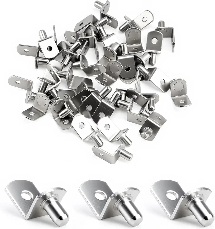 55Pcs 6mm Siliver Shelf Pegs L-Shaped Cabinet Support Pins Bracket Style