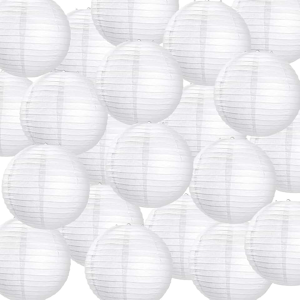 40 Pack 6 Inch White Paper Lanterns, Chinese Japanese Hanging Lanterns