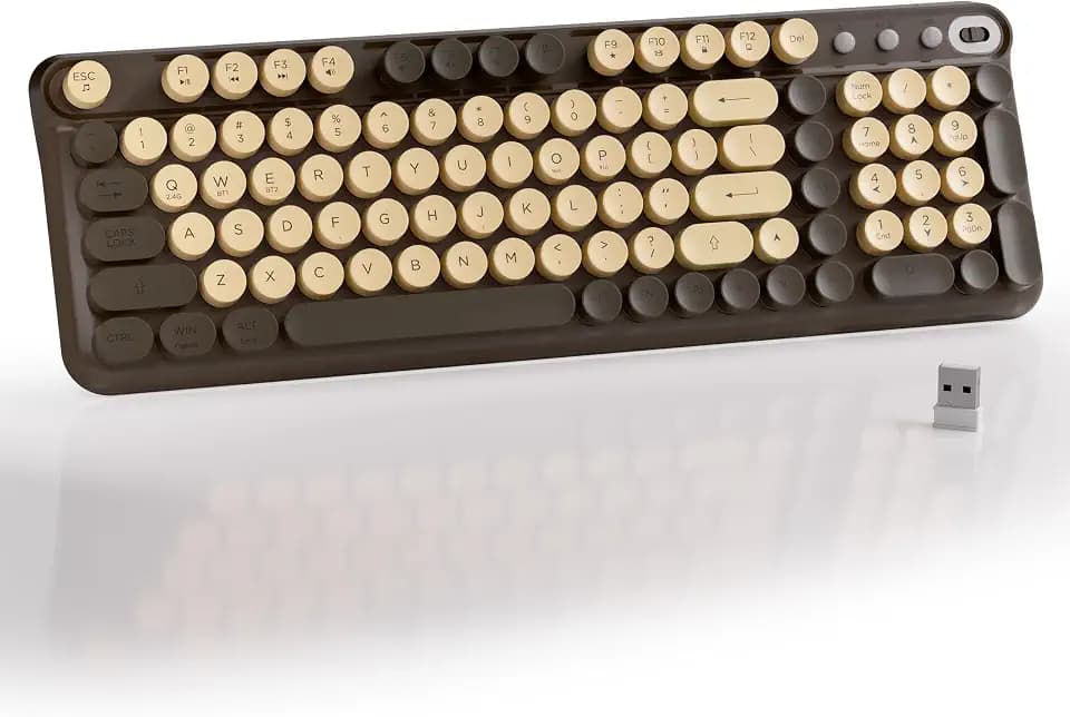 MPTOG Bluetooth Wireless Computer Keyboard (Coffee)