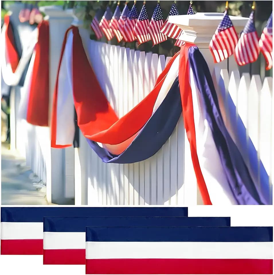 2x20 Ft Red White and Blue Banner 3 Pack, 4th of July Decorations