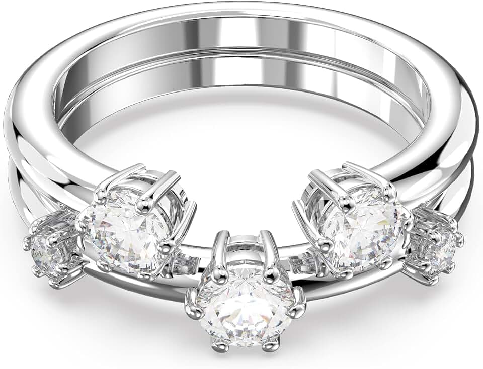 Swarovski Constella Cocktailring, Weiße Zirkonia-Kristalle in Rhodinierter Fassung