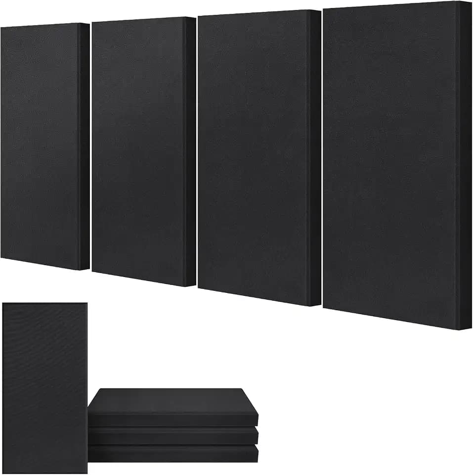 4 Pack Acoustic Fiberglass Panels 23.6" x 11.8" Sound Absorbing, Deep Black