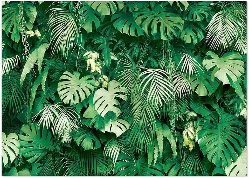 10x8FT Jungle Palm Wildlife Park Photo Backdrop Tropical Rainforest Plant Photography Background Baby Shower Party Banner Friends Family Party Decor Supplies