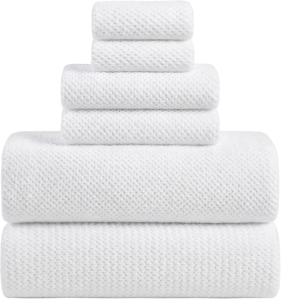 Extra Large Bath Sheets Set 6-Piece, 2 Bath Towels 40x80 Inches, 2 Hand Towels, 2 Washcloths, Soft Absorbent Quick Dry Microfiber Towels for Bathroom Beach Pool Gym Spa, White