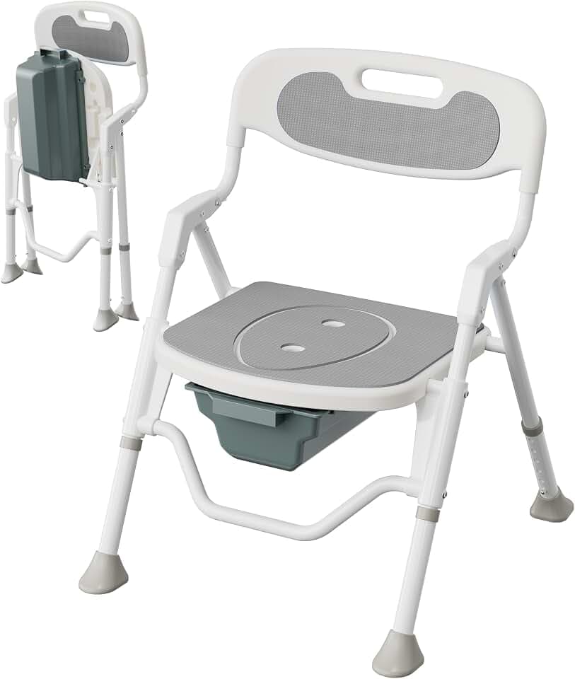 3-in-1 Folding Bedside Commode Toilet, Potty Chair for Adults & Seniors