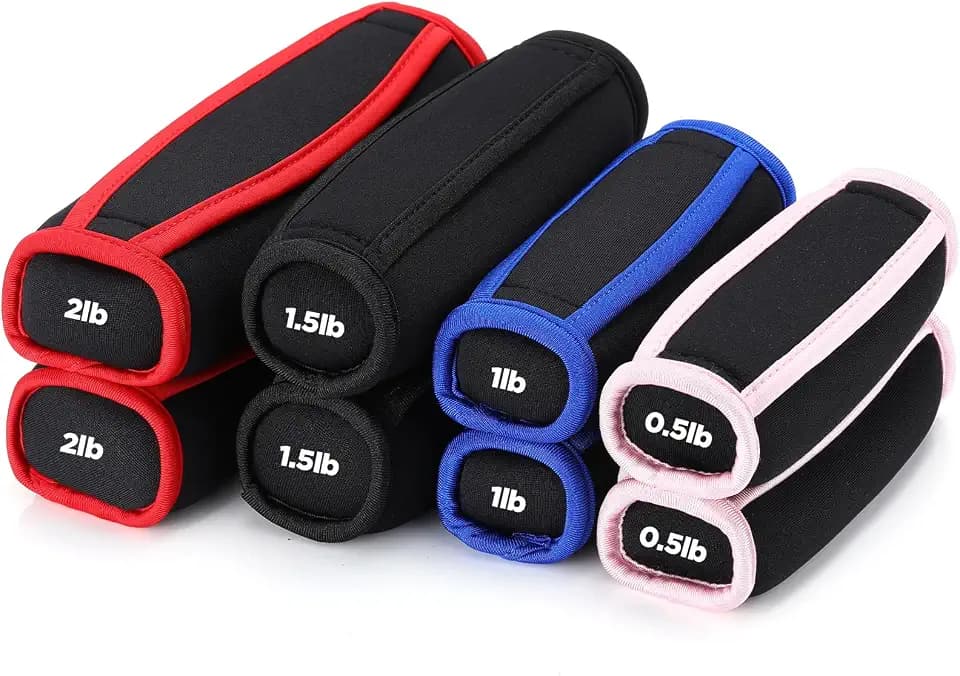 Hollowfly 4 Pair Soft Hand Weights Set for Women Men, 0.5lb 1lb 1.5lb 2lb Soft Dumbbells Walking Weights Small Weight Set Exercise Weights with Hand Strap for Running Workout Physical Aerobics