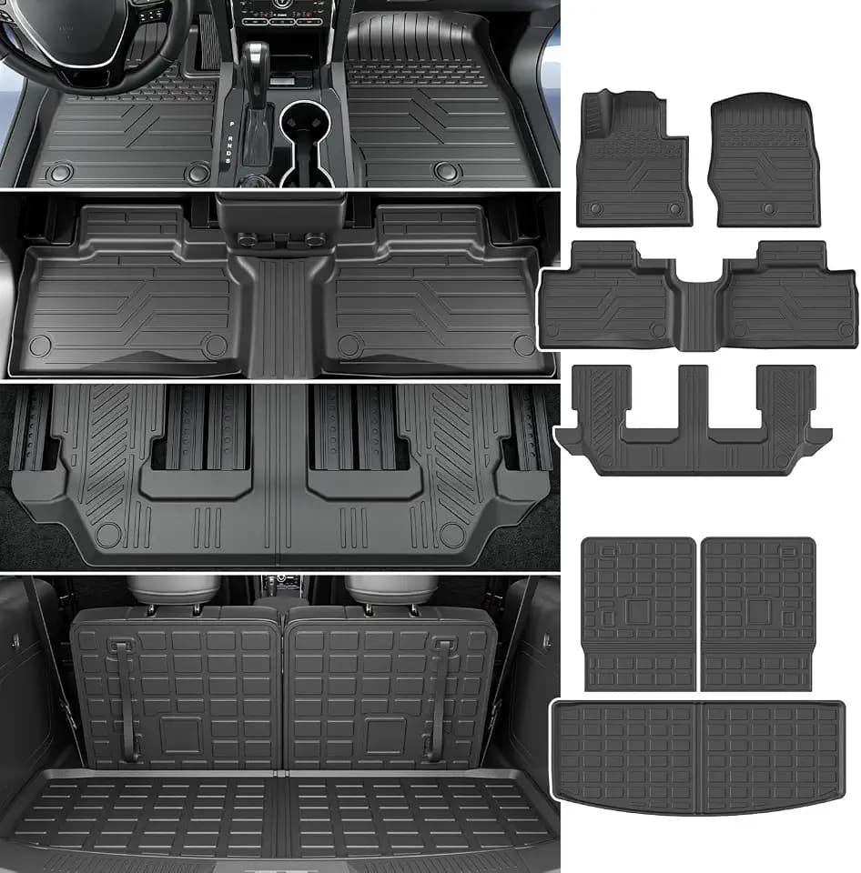 powoq 7 Seats Floor Mats Cargo Mat Compatible with 2020-2026 Ford Explorer