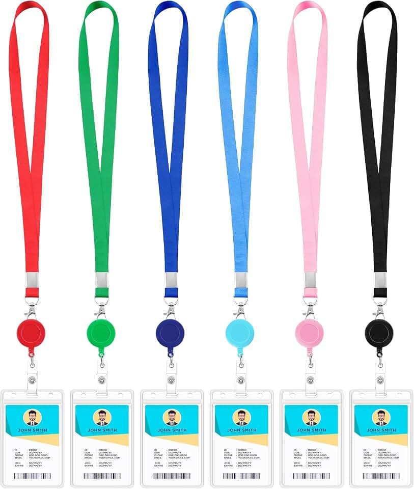 6 Pack Cruise Lanyards with Badge Reels and Waterproof ID Holders