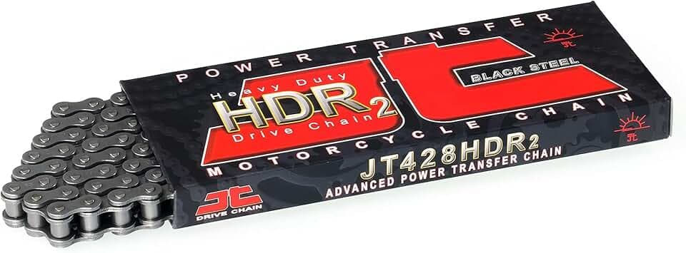 JT Chain JTC428HDR118SL (428 Series) Black Steel 118 Link Heavy Duty Non O-Ring Chain with Connecting Link
