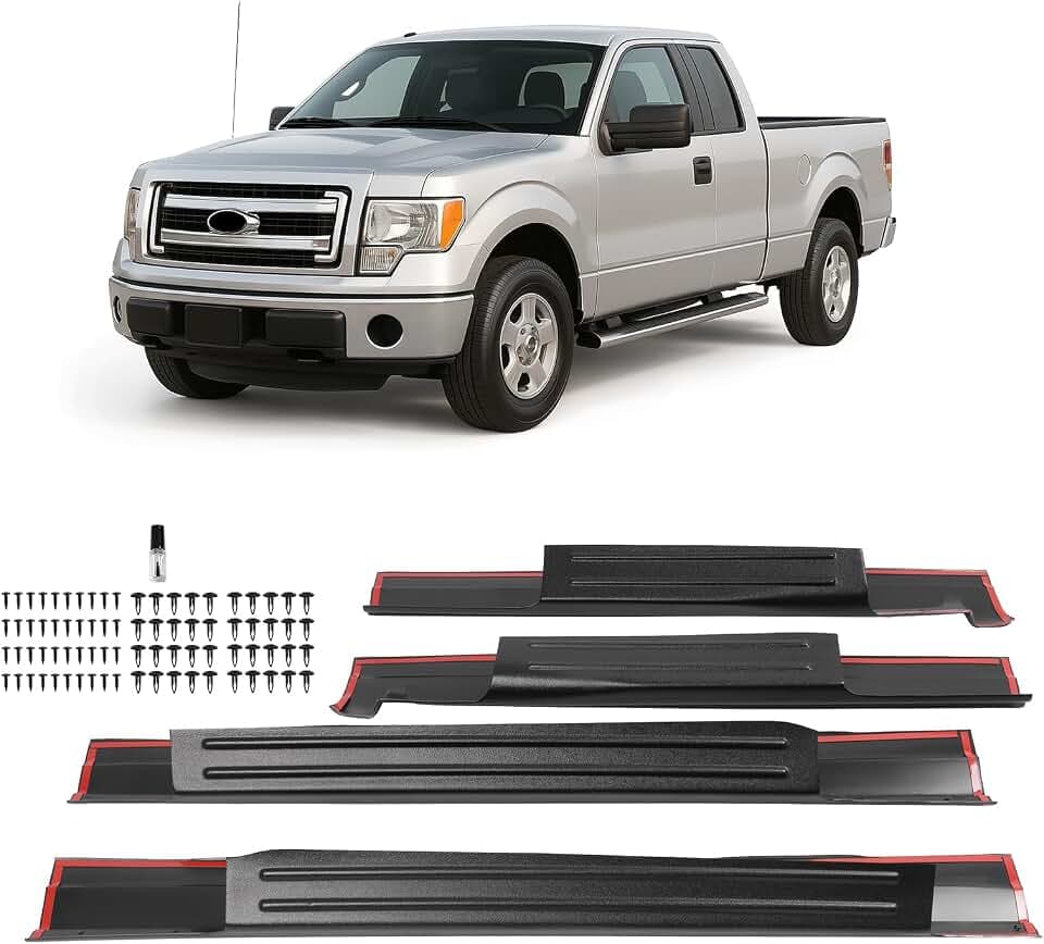 ALMULOO 4pcs Rocker Panel Cover Compatible with 2009-2014 Ford F150