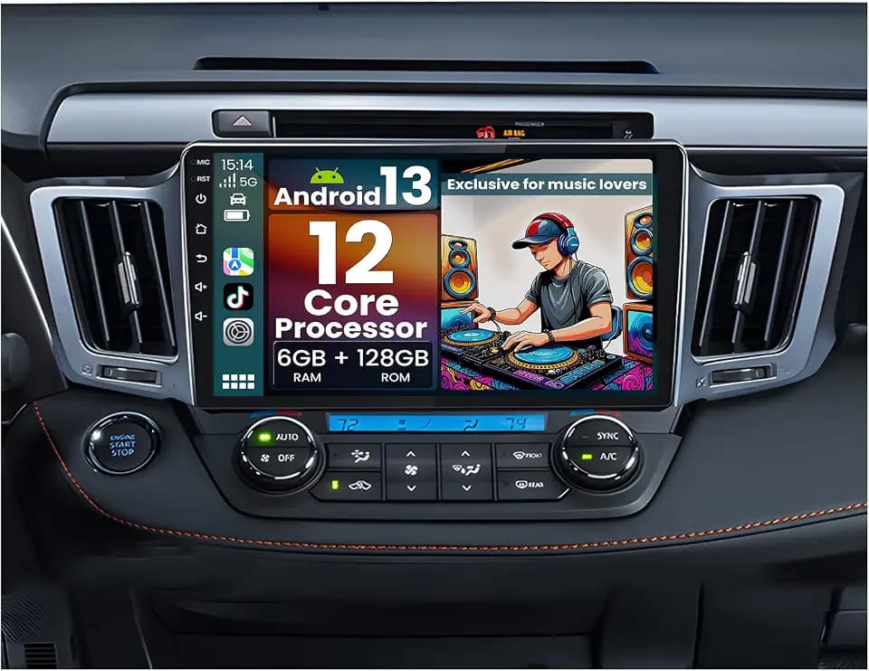 Car Radio Stereo for Toyota RAV4 2013-2018: 12Core 6+128GB ROM 10.1 Inch 1280 * 800 HD IPS Touchscreen Head Unit 5G WiFi Wireless Carplay Andriod Auto SWC Backup Camera GPS Navigation FM