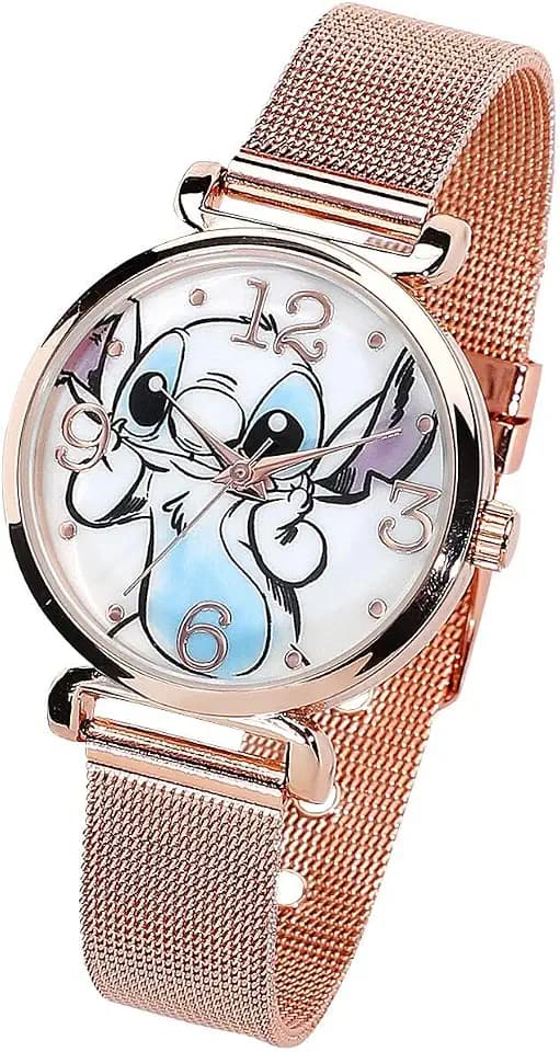 Accutime Women's Disney Lilo & Stitch Blue Gradient Analog Quartz Wrist Watch with Small Face, Gold Accents for Women, Adult (Model: LAS8004AZ)