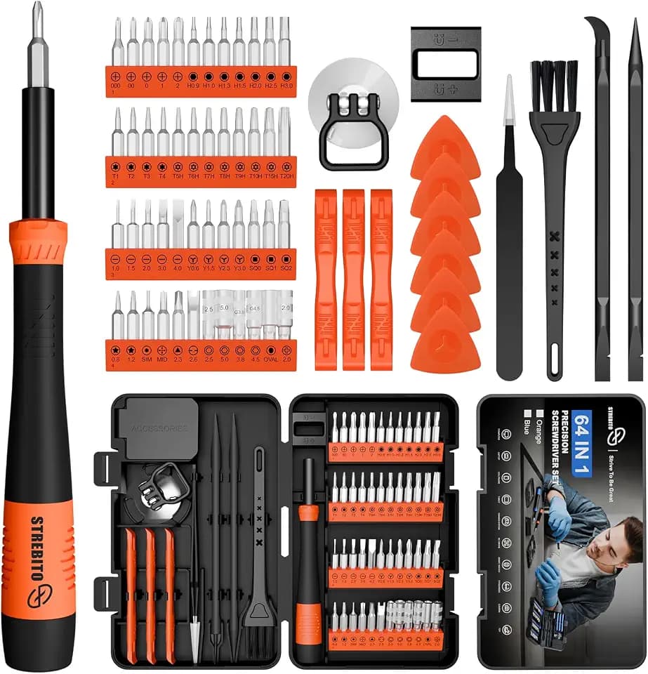 STREBITO Micro Screwdriver Set 64 in 1 Magnetic Screwdriver Set with Torx