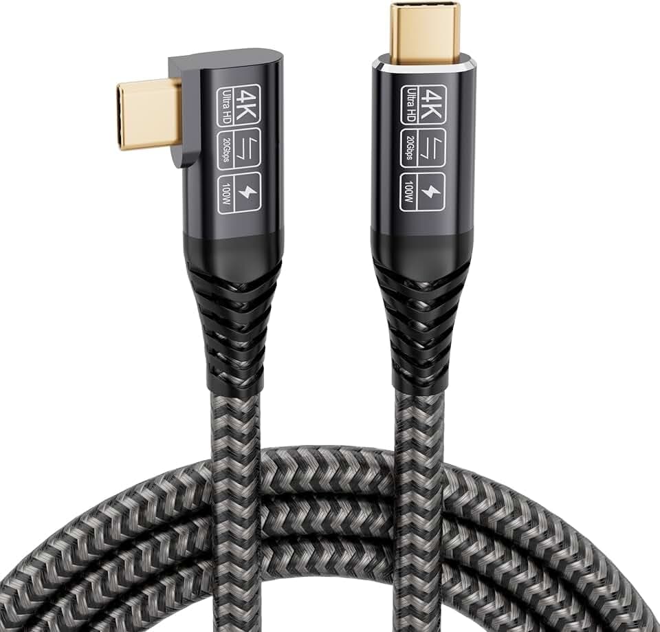 CAKOBLE USB C auf USB C Kabel 1M, 20Gbps USB C 90 Grad USB 3.2 Gen2 Ladekabel USB C 4K@60Hz Videoübertragung, 100W Rechtwinklig USB- C Kabel für MacBook Pro, Samsung Galaxy, xiaomi