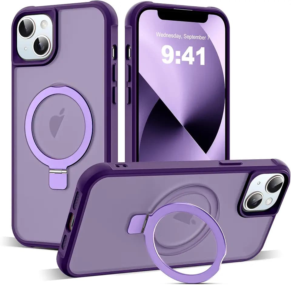 SKYLMW Compatible with iPhone 13/14 Case with Stand,Purple