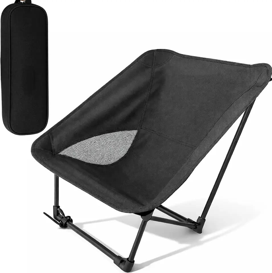 Portable Camping Chair for Young Adults and Teens, Holds 220 LB, Lightweight & Compact Foldable Camp Chair for Backpacking Travel, Outdoor Folding Chair for Sports, Fishing, Lawn & Concert