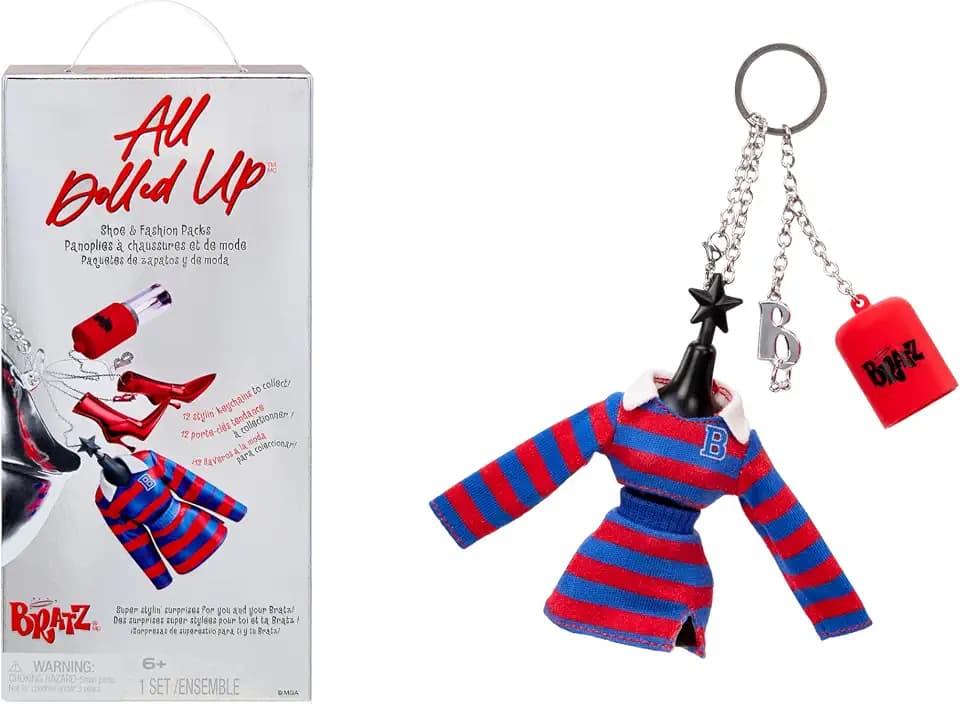 Bratz All Dolled Up Fashion & Shoe Pack Blind Box with Lippie Holder Bag Charm, Shoes and Outfits to Collect