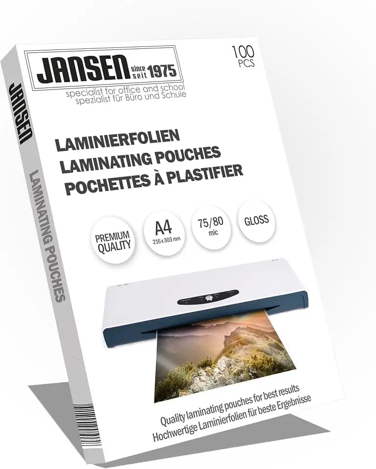Jansen - Laminierfolien, 100 Stück, A4 75/80 mic, hochglanz