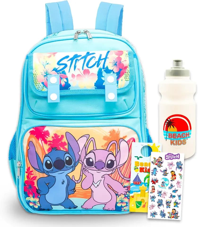 Stitch and Angel Backpack for Kids School Bundle w/ 15in Bookbag + More