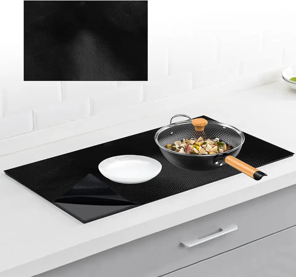 OMJMYY 52x80cm Große Induktion Schutzmatte Silikon Induktionskochfeld Schutzmatte Induction Cooker Silikonmatte Induktion Herdschutz Matte Wärmeisolierte Pad für Induktionsherd, Rechteckig(Magnetisch)