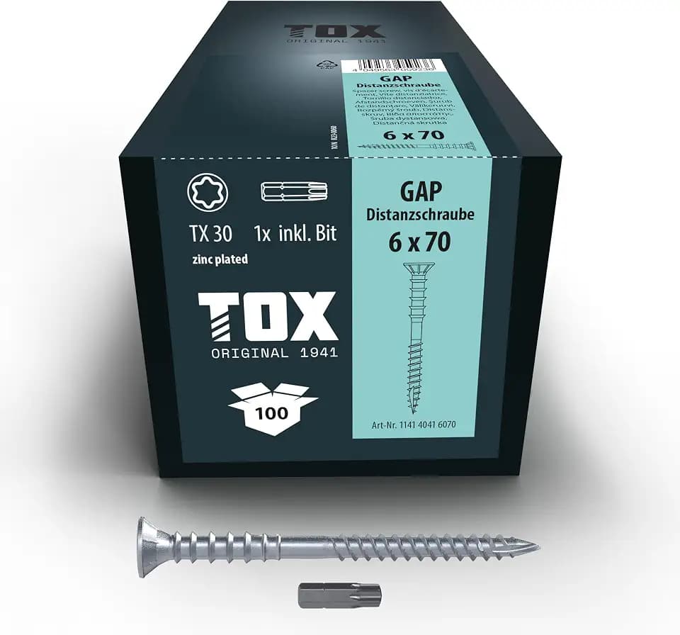 TOX Distanzschrauben GAP 6,0 x 70 mm verzinkt, 100 Stk.