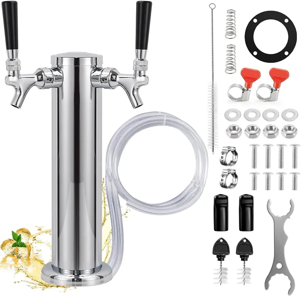 Dual Tap Kegerator Tower, 3" Beer Tap Tower Keg Tower
