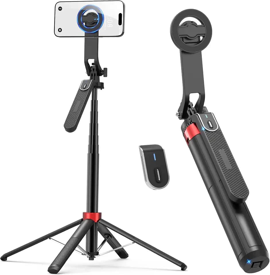 PlusAcc Vierbeinig 176cm Magnetisches Stativ Tripod Stick für MagSafe Handy