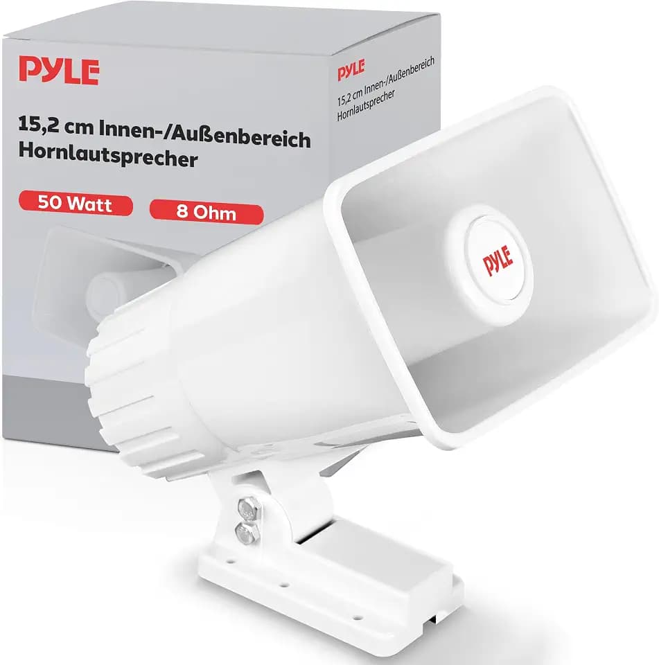 Pyle Hornlautsprecher, 50W Hochtöner, Outdoor Lautsprecher, PA Lautsprecher mit 8Ohm Impedanz, Inkl. Montagesupport & Zubehör
