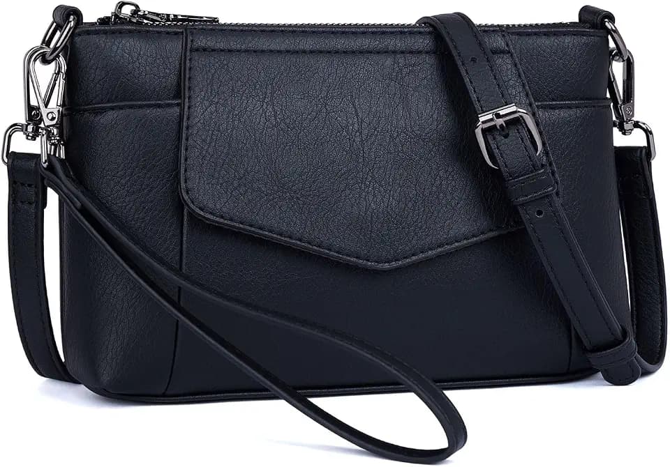Switrock Small Crossbody Purse for Women, Vegan Leather Wristlet Wallet