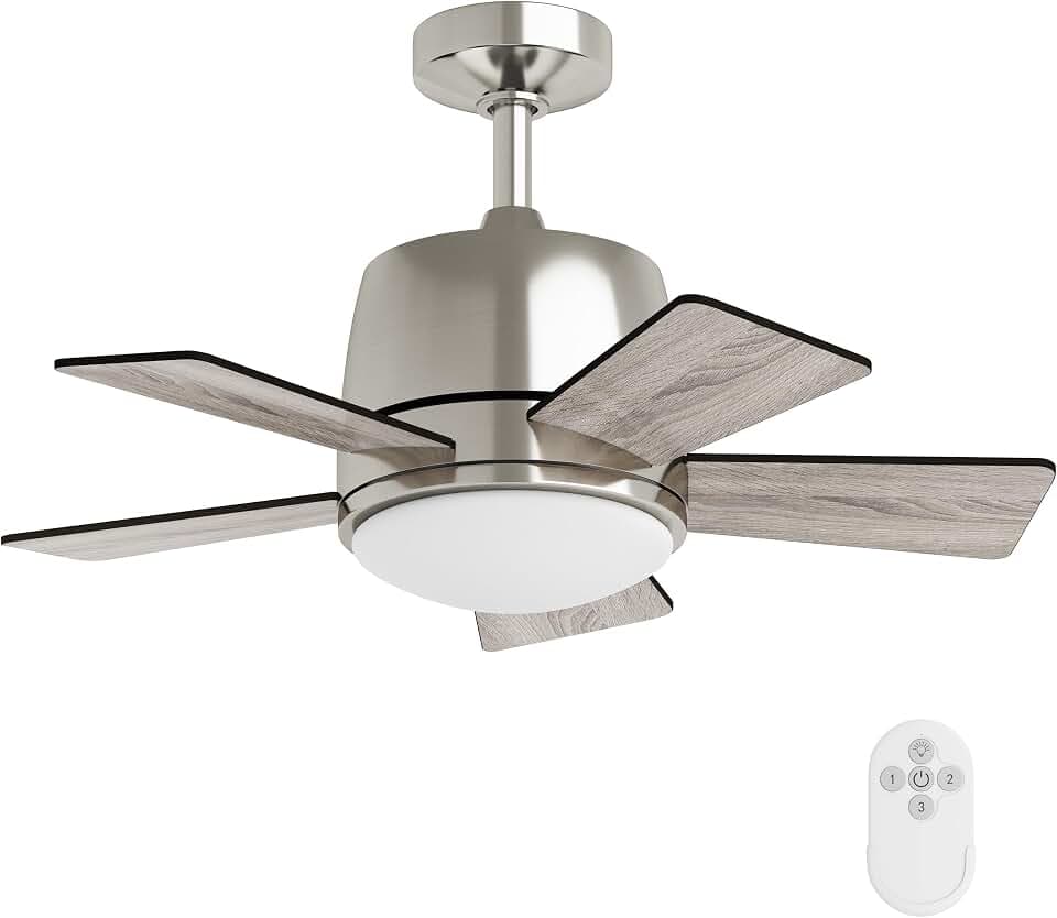 Inlight 30-Inch Indoor Ceiling Fan with LED Light, Remote, Nickel
