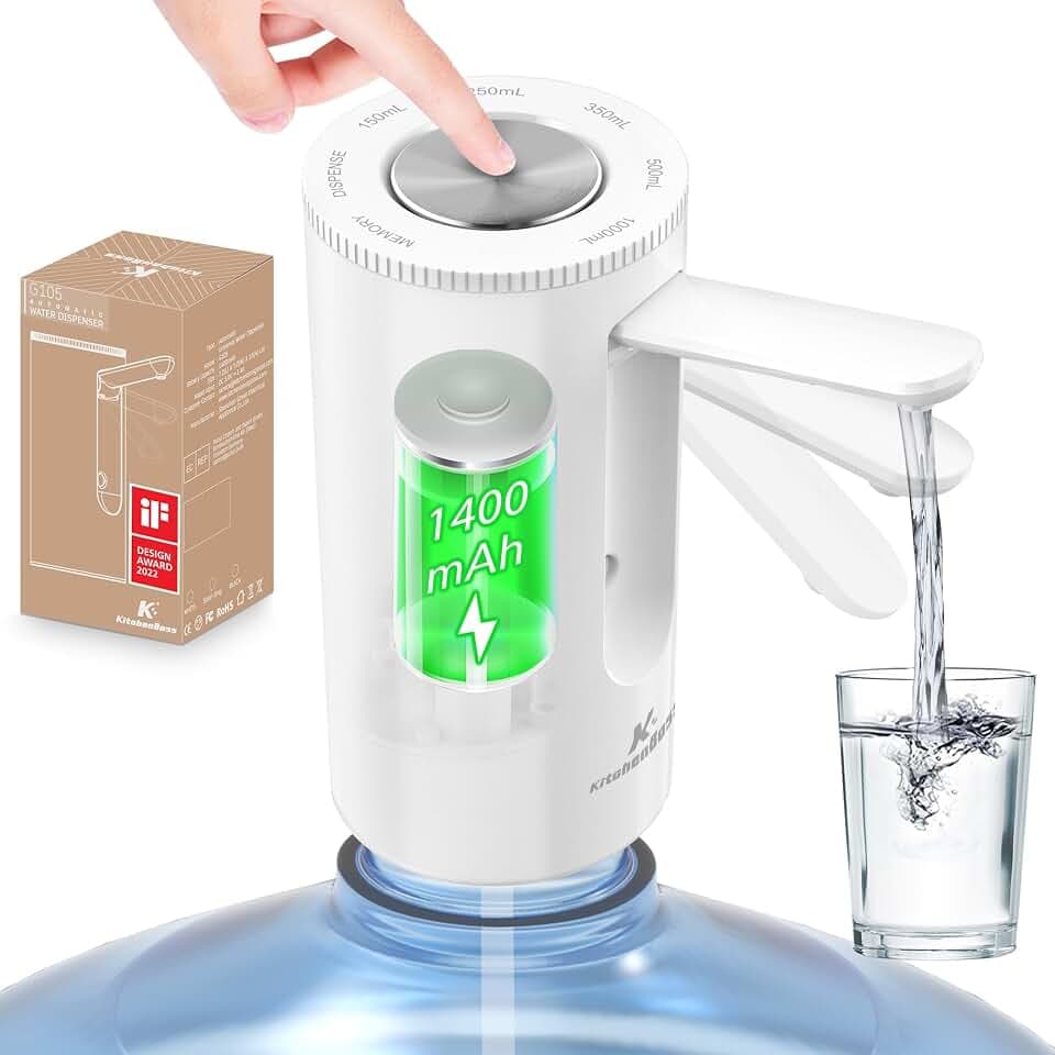 KitchenBoss Wasserspender Pumpe 1-5 Gallonen： Wasserflaschen mit USB-Ladung
