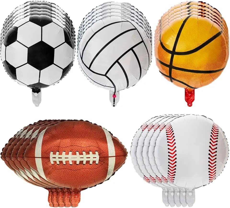 25 Pcs Sports Foil Balloons, 18 Inch Thick Mylar Helium Balloons