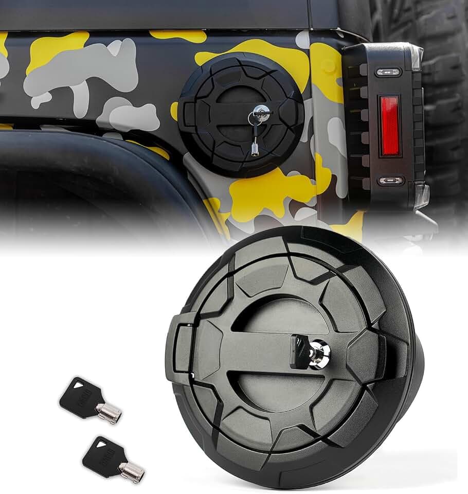 Aluminum Locking Gas Cap Cover Compatible with 2007-2018 Jeep JK JKU