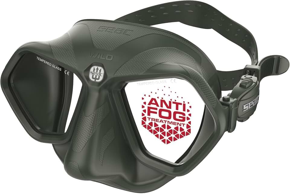 SEAC Wild – Low-Volume Silikon-Tauchmaske | Antibeschlag Zweiglas-Maske mit 3D-Schnalle und erweitertem Sichtfeld zum Apnoetauchen