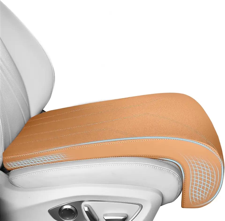 FLORICH Car Seat Extender Leg Extender Support Cushion for Driver Seats Office Chair, Leather Carseat Leg Support for Long Drivers Universal Car Seat Cushion Legs Rest Pads-Light Coffee