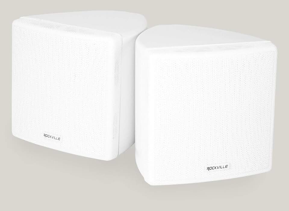 Rockville Cube White 3.5" 2-Way 8-Ohm Home Theater Wall Speakers Pair