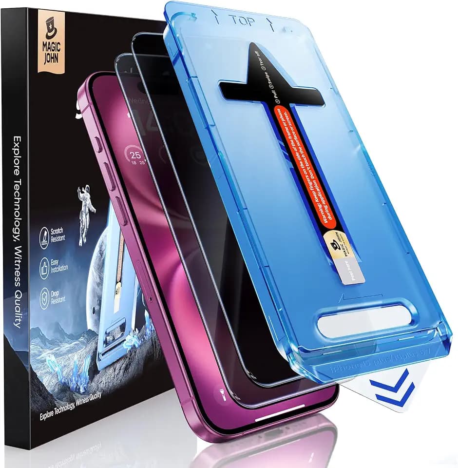 MAGIC JOHN 2 Pack for iPhone 16 Plus 6.7 inch Privacy Screen Protector